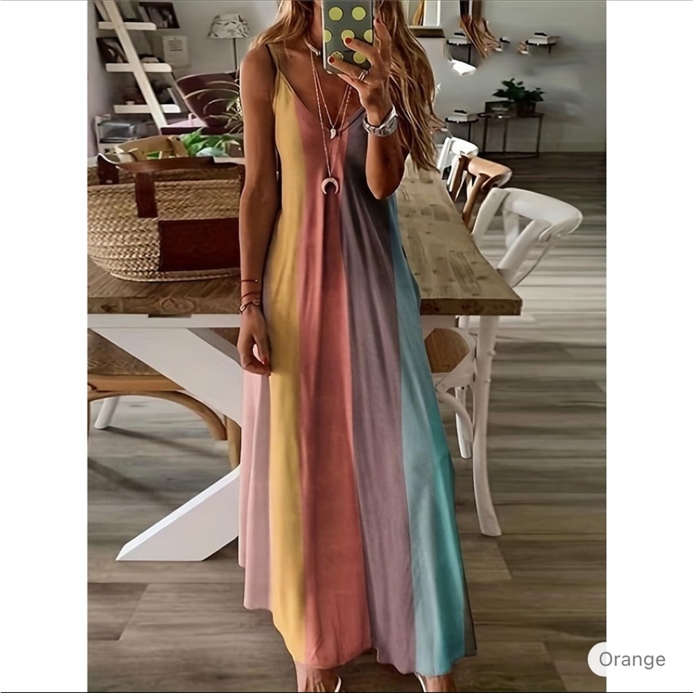 Elegant Multicolor Maxi Dress